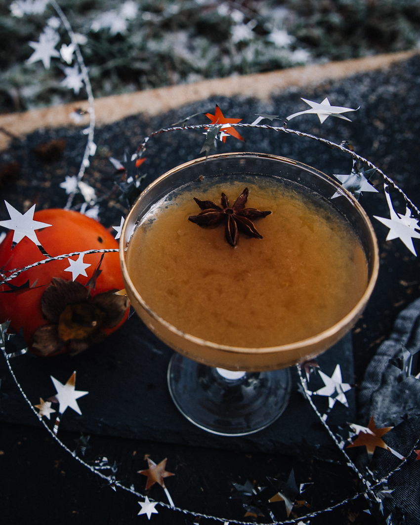 Persimon-bourbon cocktail